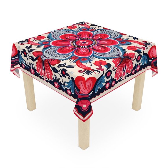 Boho Tablecloth | Vintage Tablecloth | Floral table cloth | Rectangle Square - Picture 3 of 5